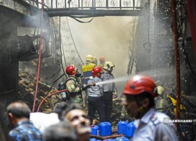 آتش سوزی گسترده در یافت آباد تهران ، شعله ور شدن انبار ابر و اسفنج